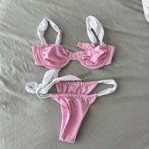 NWOT White Fox Boutique Pink and White Bikini